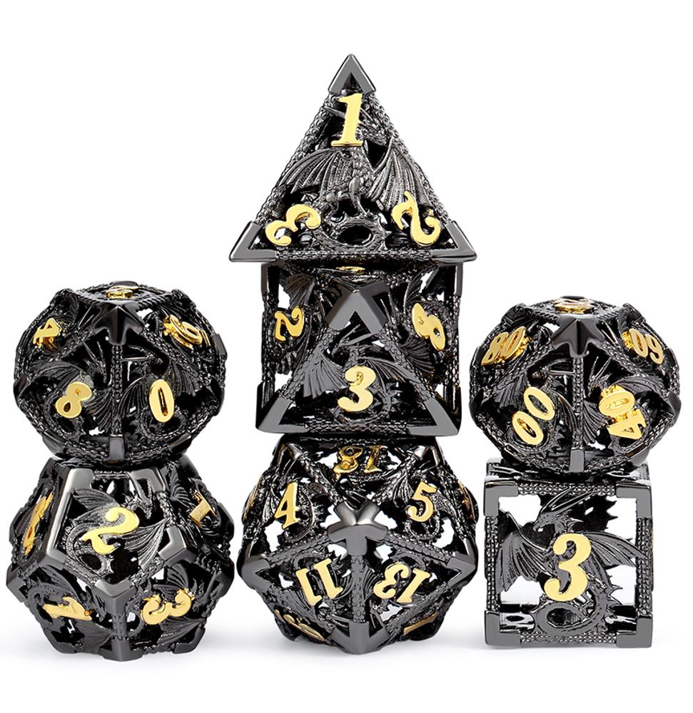 Dice Habit Hollow Polyhedral 7 Die Set - Dragon Black/Gold