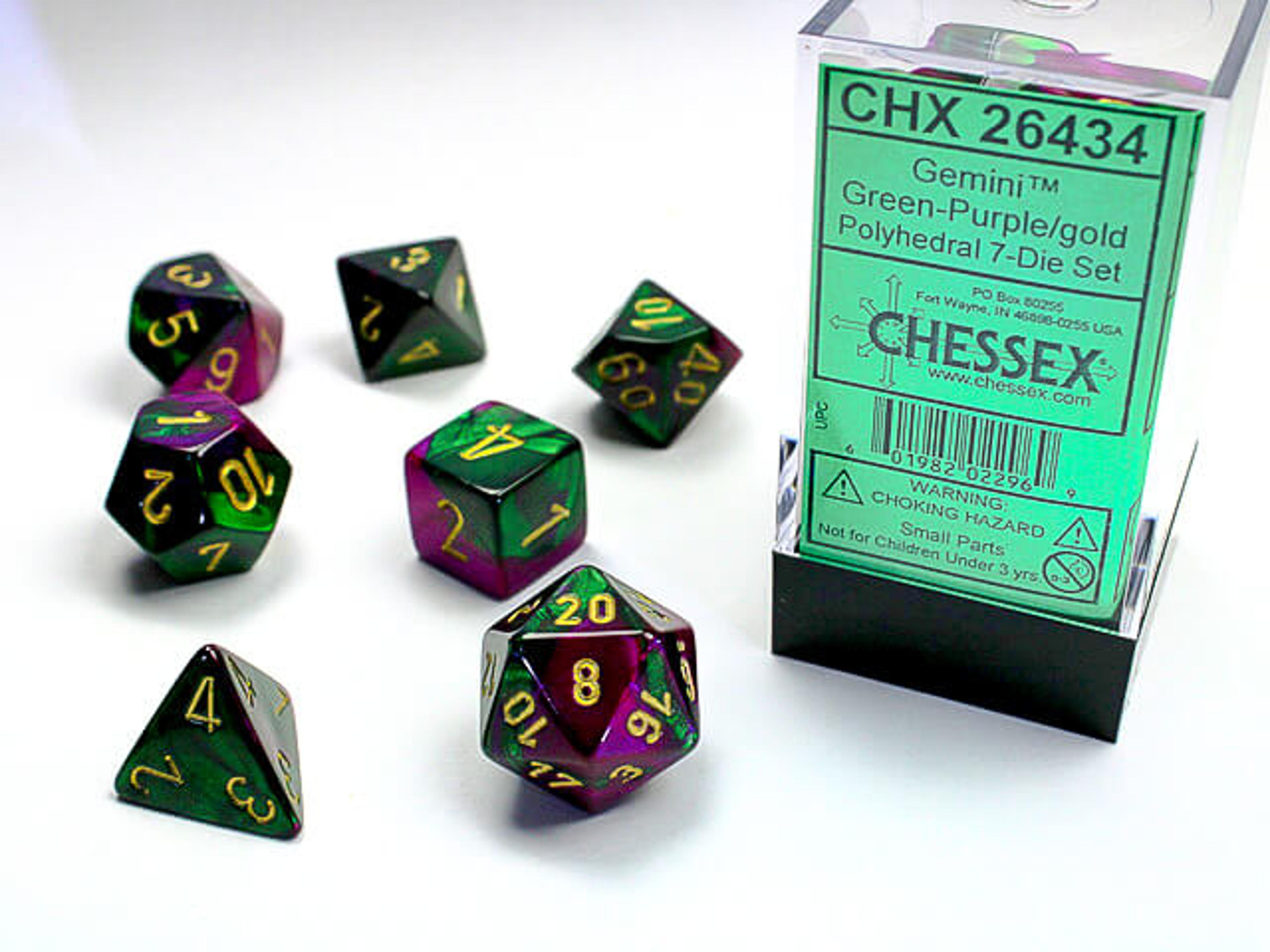 Chessex Gemini Polyhedral Green-Purple/Gold 7 Die Set
