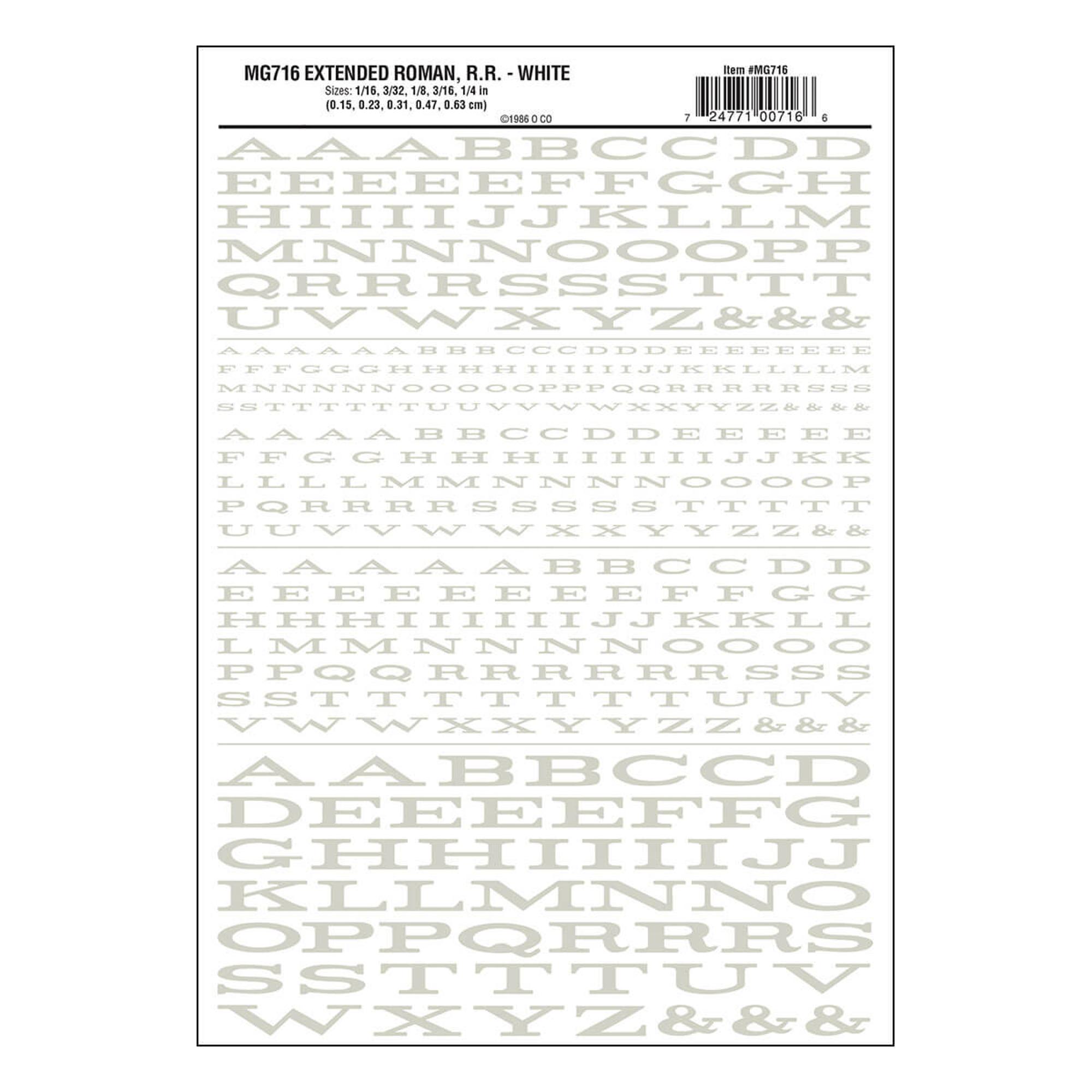 Woodland Scenics Extended Roman R.R. Letters (White)