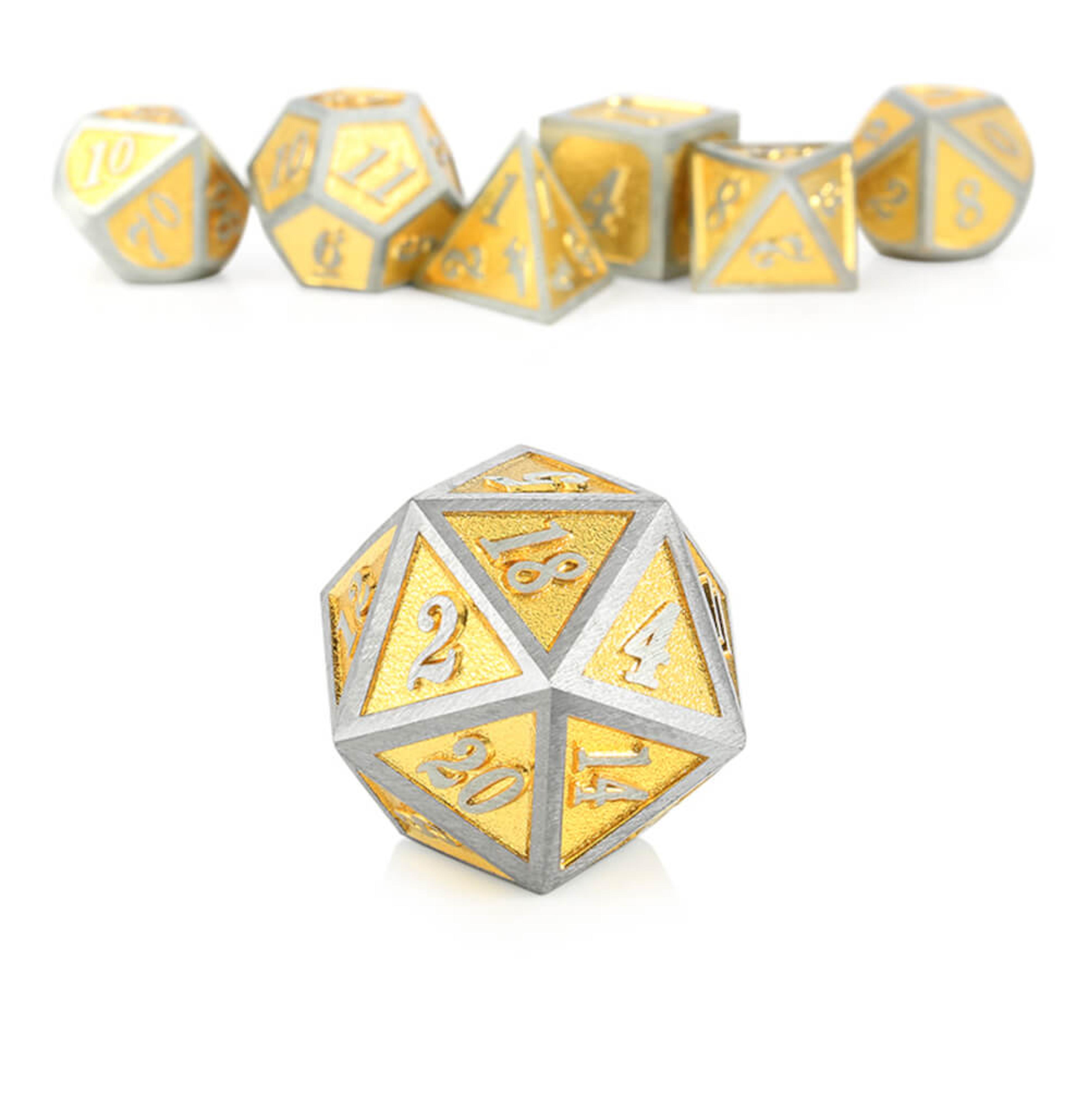 Dice Habit Polyhedral Metal and Enamel 7 Die Set - Golden