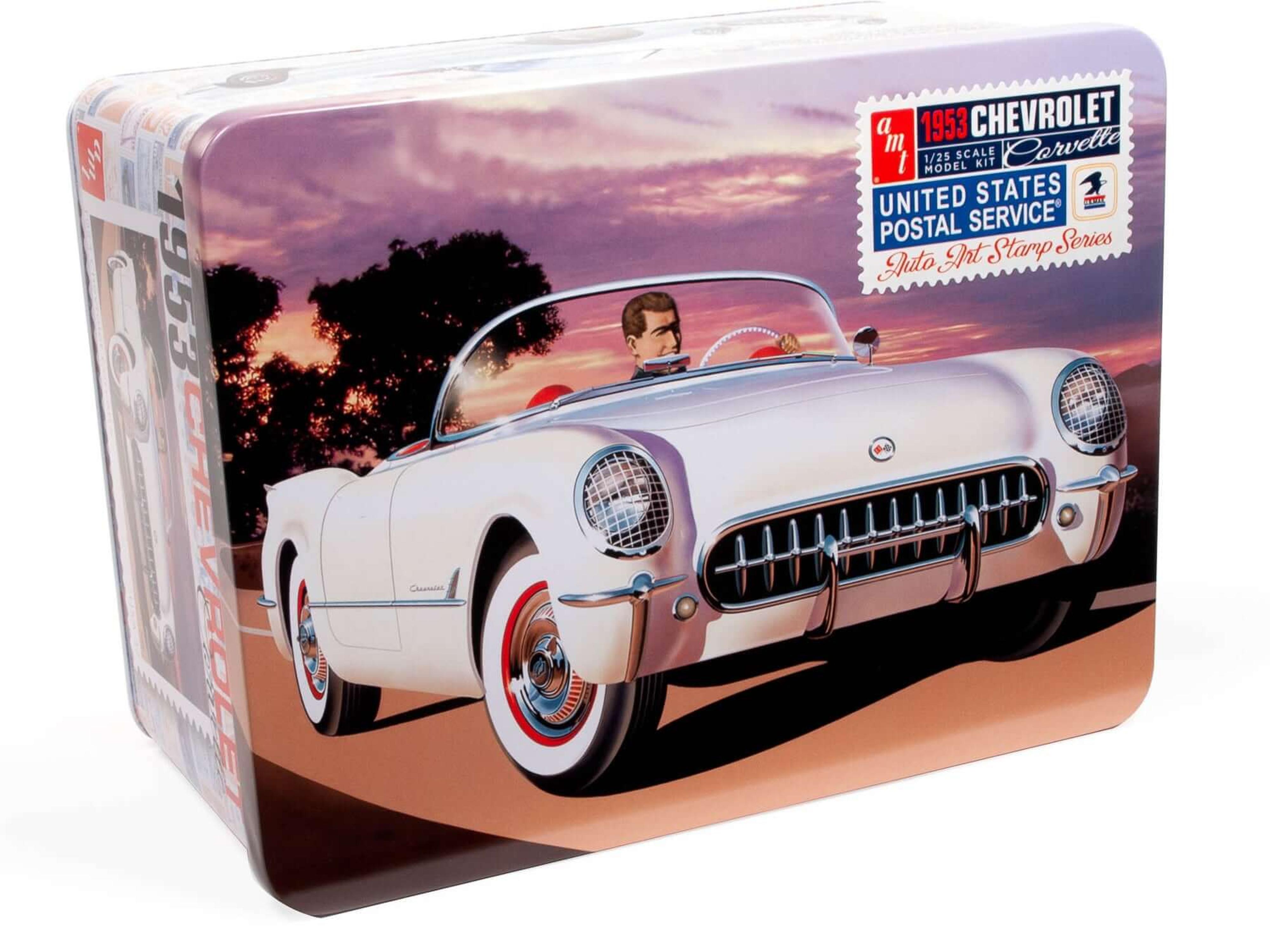 AMT 1/25 1953 Chevy Corvette Model Kit (USPS Stamp Series Collector Tin)
