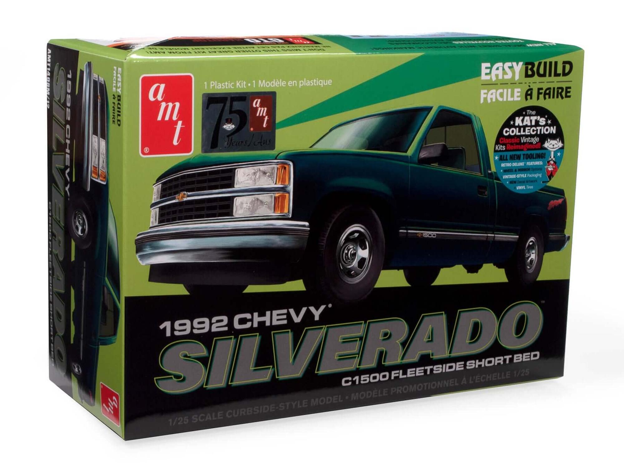 AMT 1/25 1992 Chevrolet Silverado Shortbed Fleetside Pickup Easy Build Model Kit