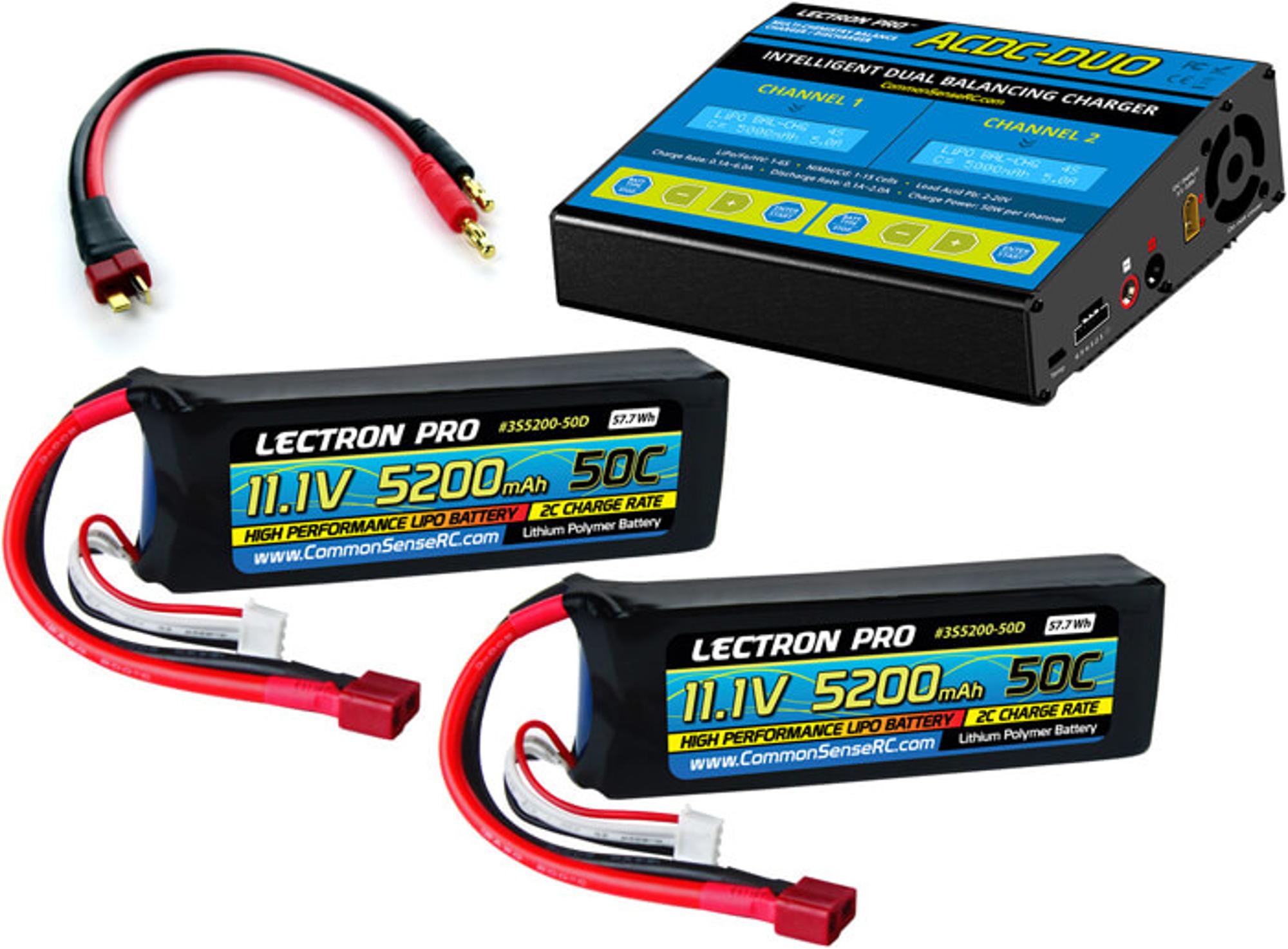 Power Pack #24 - ACDC DUO Charger, 2x 11.1V 5200mAh 50C LiPo Battery