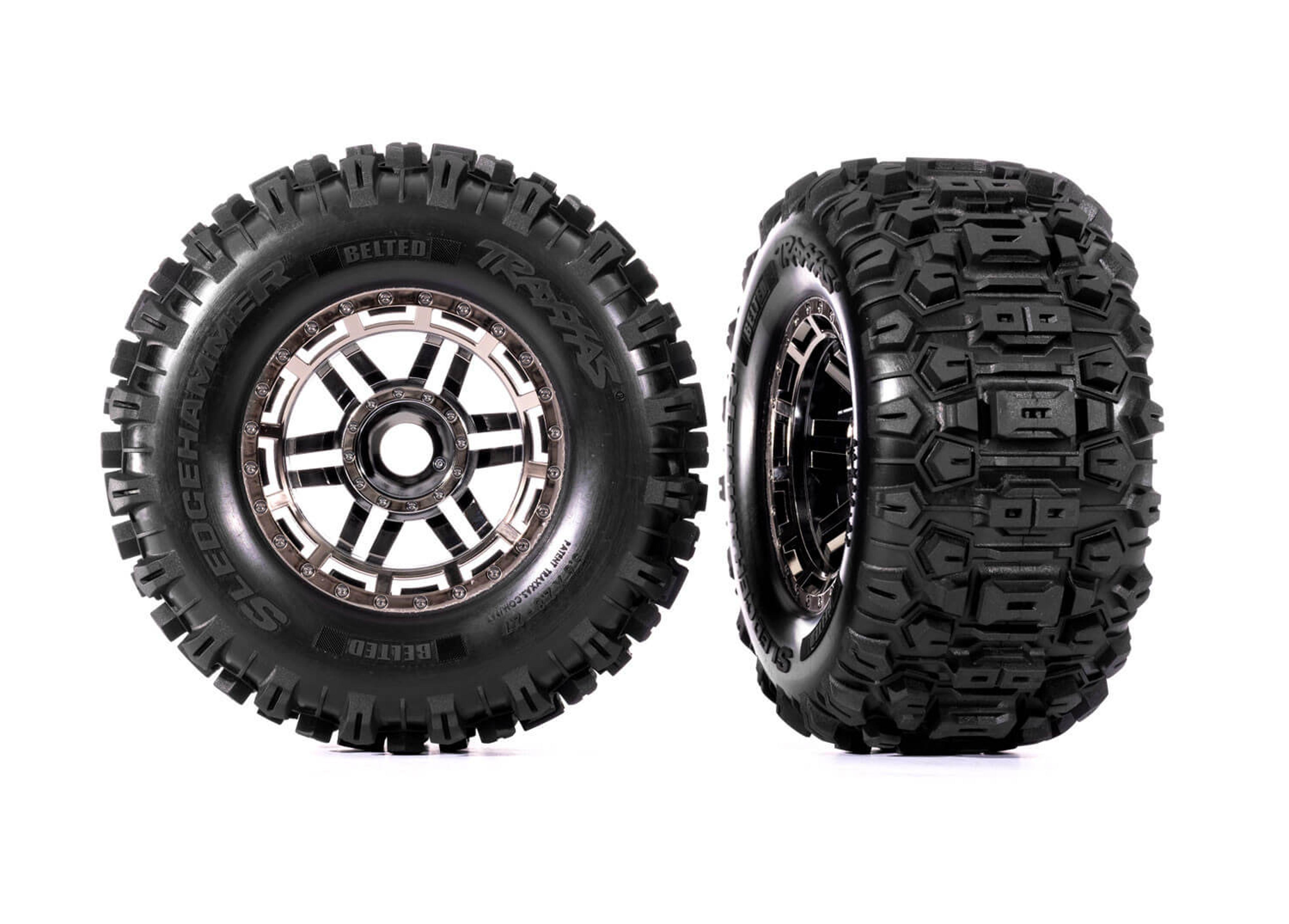 Black Chrome Wheels, Belted Sledgehammer All-Terrain Dual Profile Tires & Wheels
