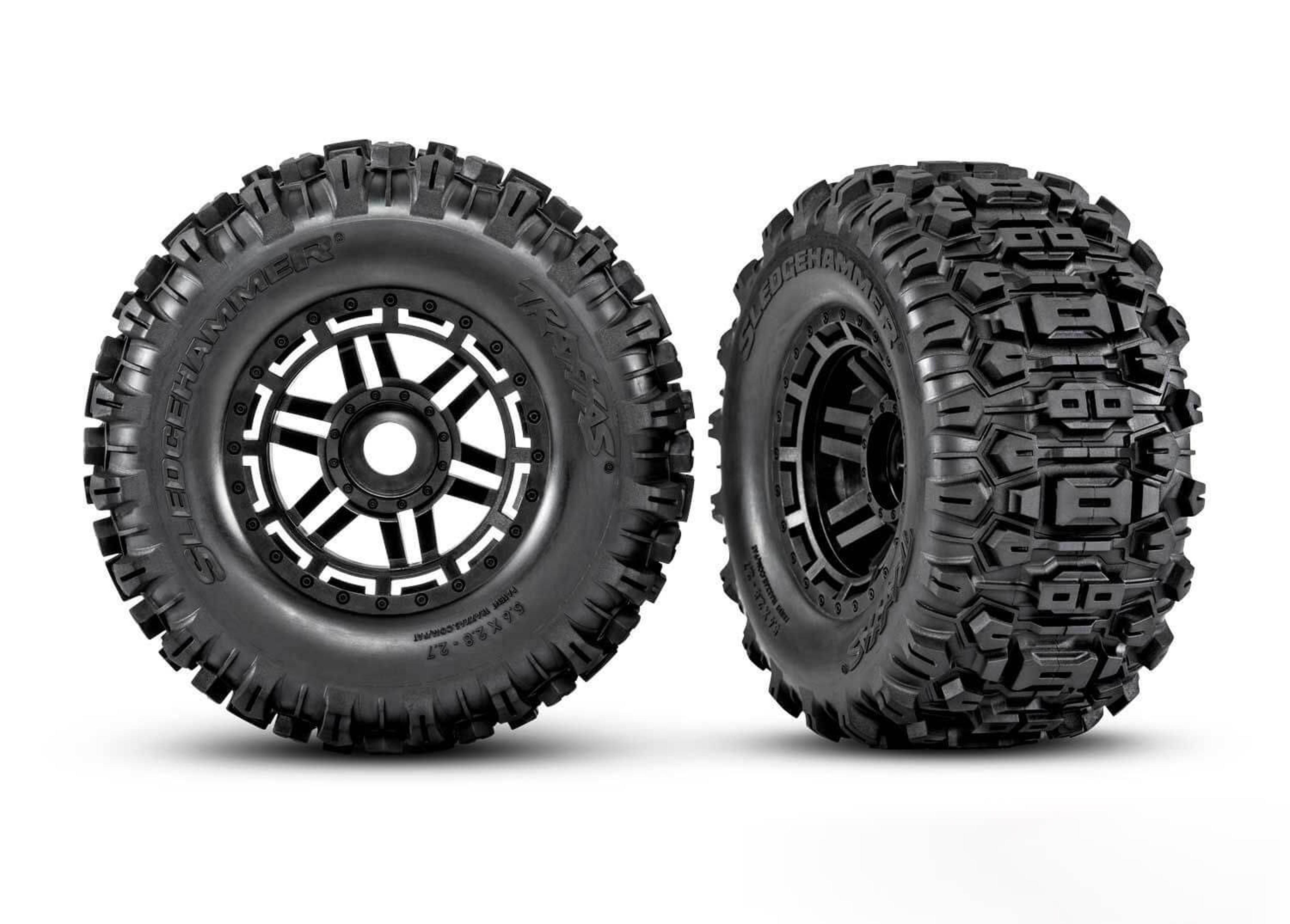 Belted Sledgehammer All-Terrain Tires, Black Wheels (1 Pair)