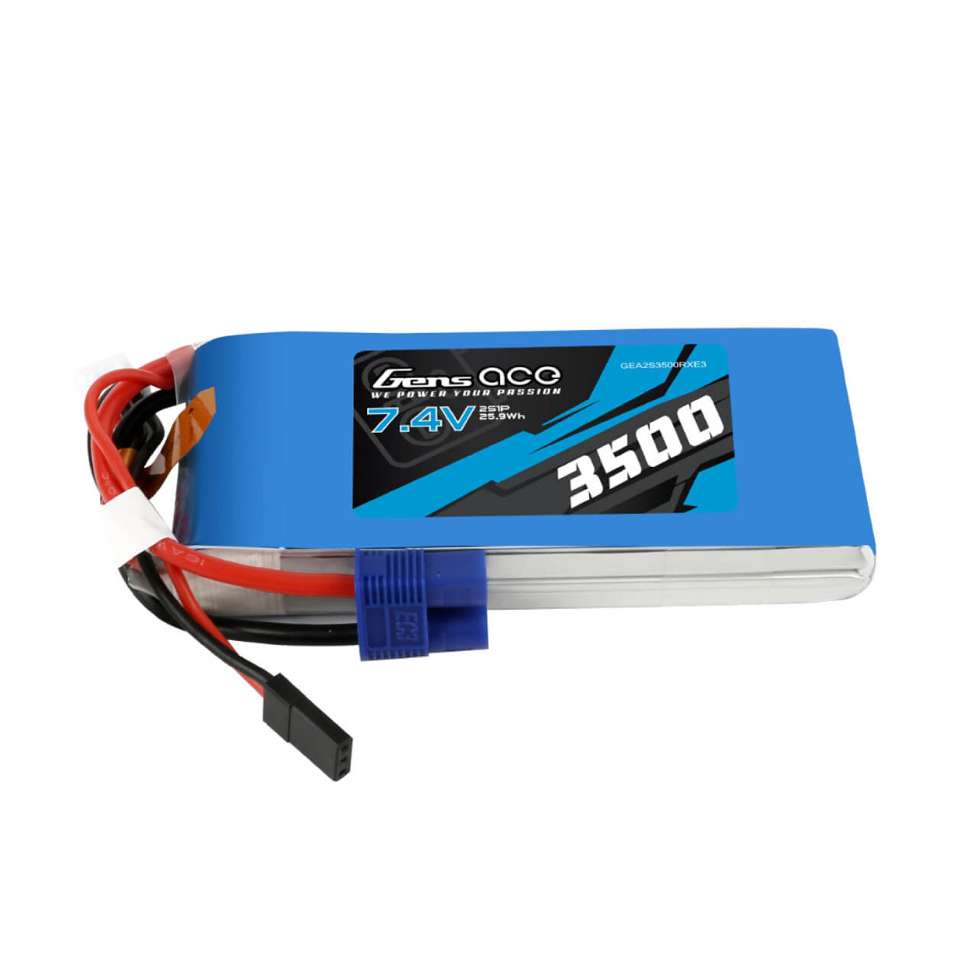 3500mAh 2S 7.4V RX Lipo Battery Pack with JR and EC3 Plug