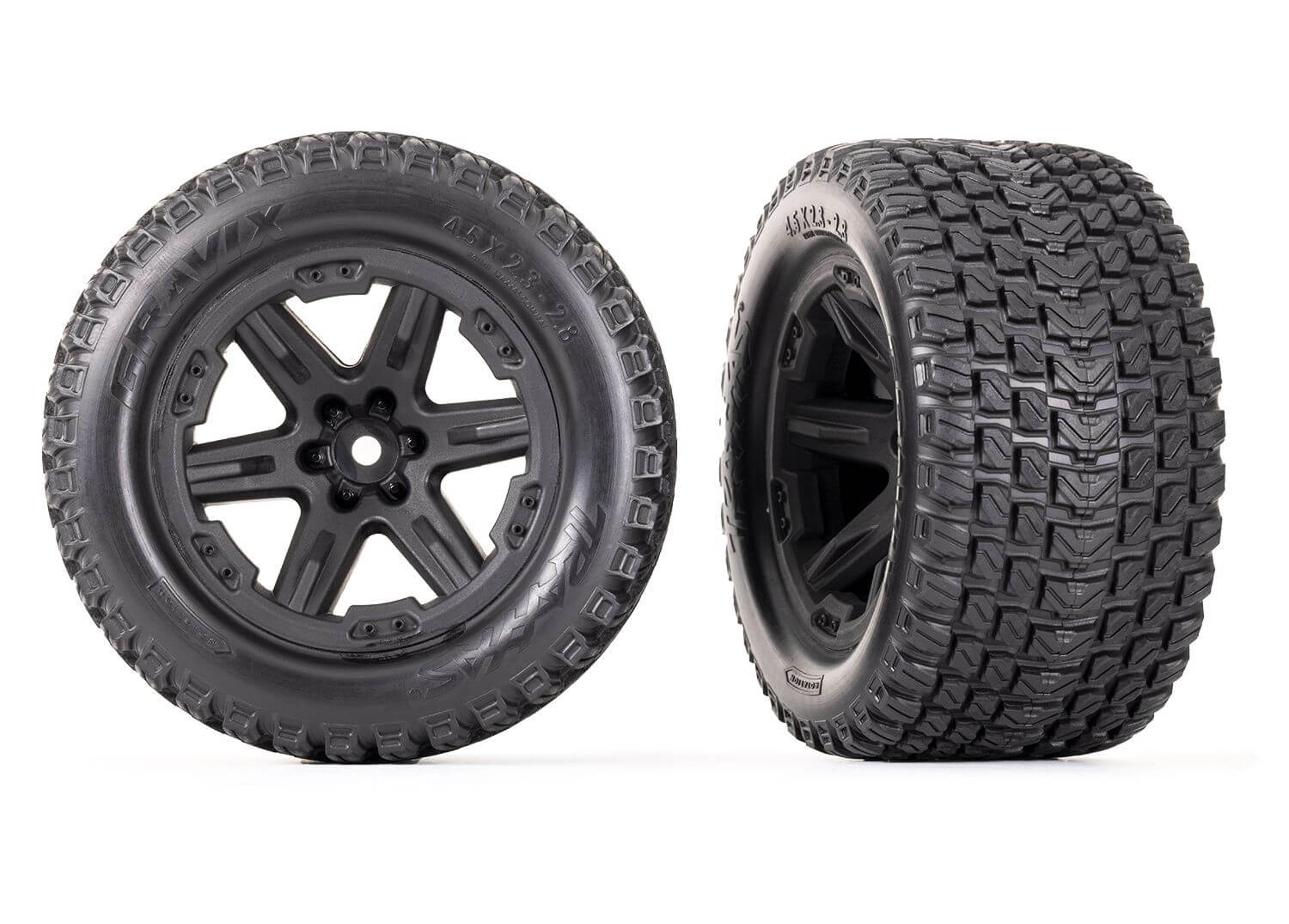 Assembled Glued 2.8in RXT Black Wheels, Gravix Tires (4WD Fr/Rr, 2WD Fr)(1 Pair)