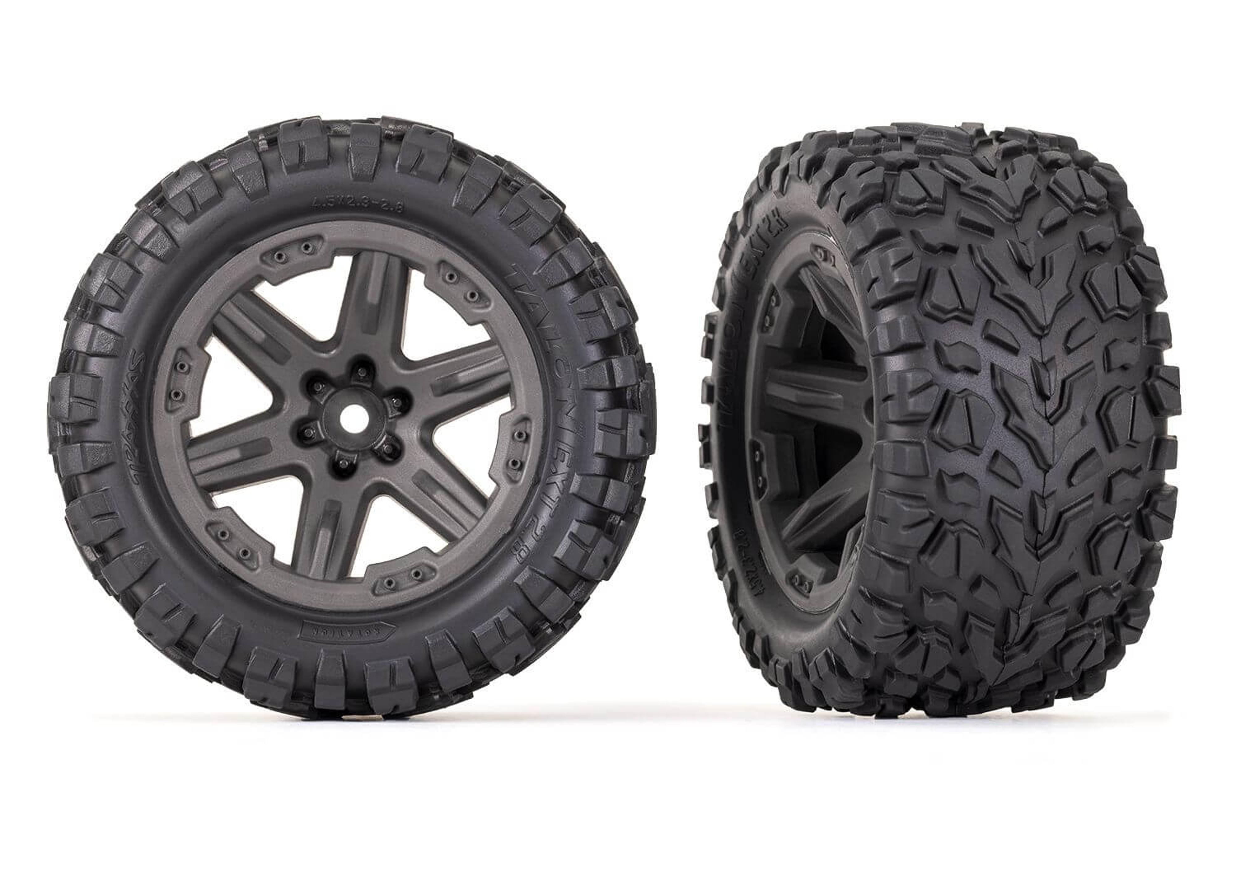 Assembled Glued (2.8in) RXT Gray Wheels, Talon EXT Tires (4WD Fr/Rr, 2WD Fr)(1 Pair)