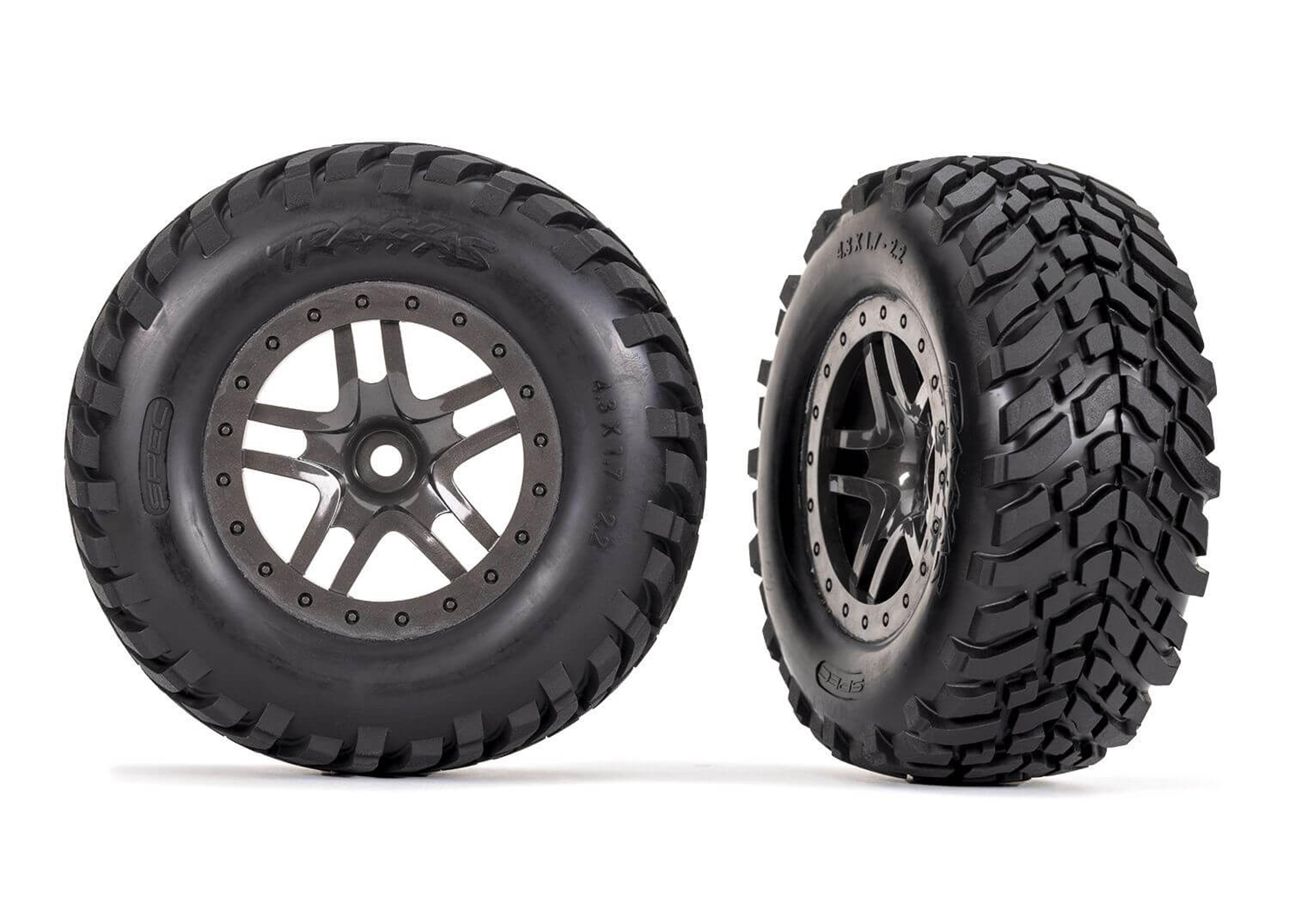 SCT Split-Spoke Beadlock Style Wheels, SCT Off-Road Racing Tires (4WD Fr/Rr, 2WD Rr)(1 Pair)