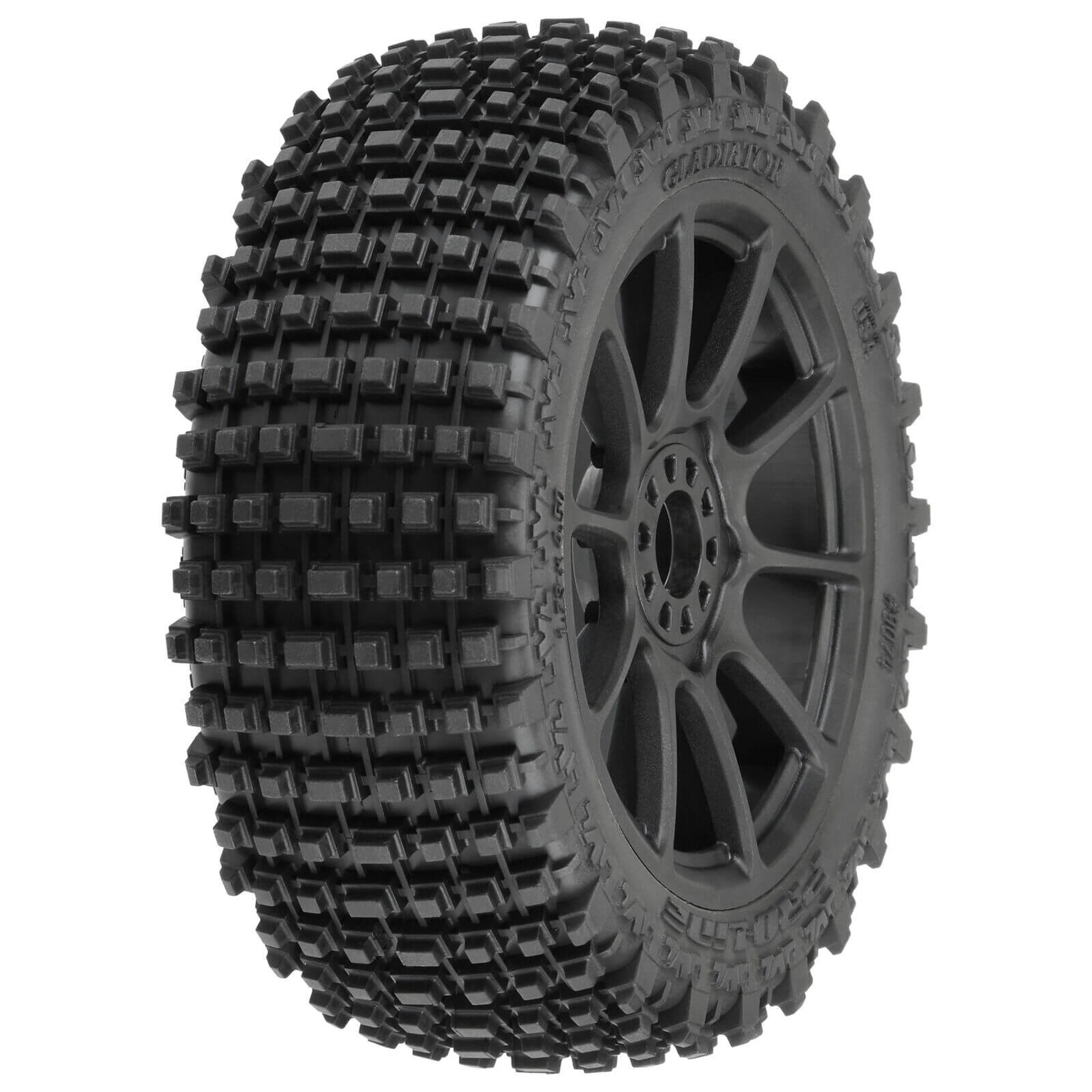 Gladiator M2 Fr/Rr Buggy Tires Mounted 17mm Black Mach 10 (1 Pair)