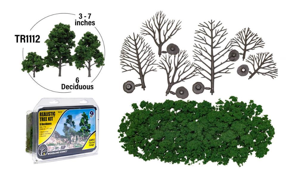 Woodland Scenics Realistic Tree Kit - Deciduous (3-7in, 6 pk)