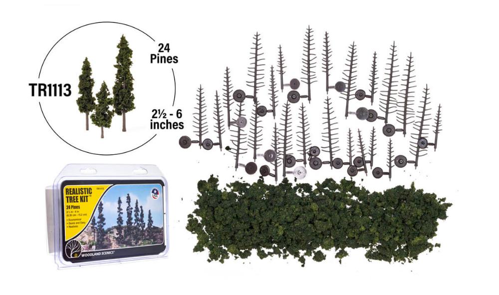 Woodland Scenics Realistic Tree Kit - Pine (2.5-6in, 24 pk)