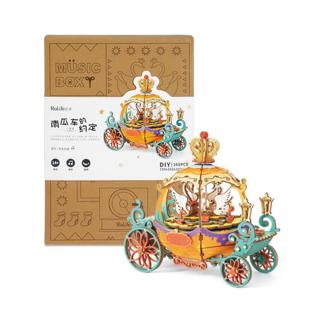 Pumpkin Carriage DIY Wooden Music Box