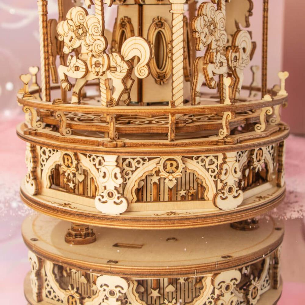 Romantic Carousel DIY Wooden Music Box