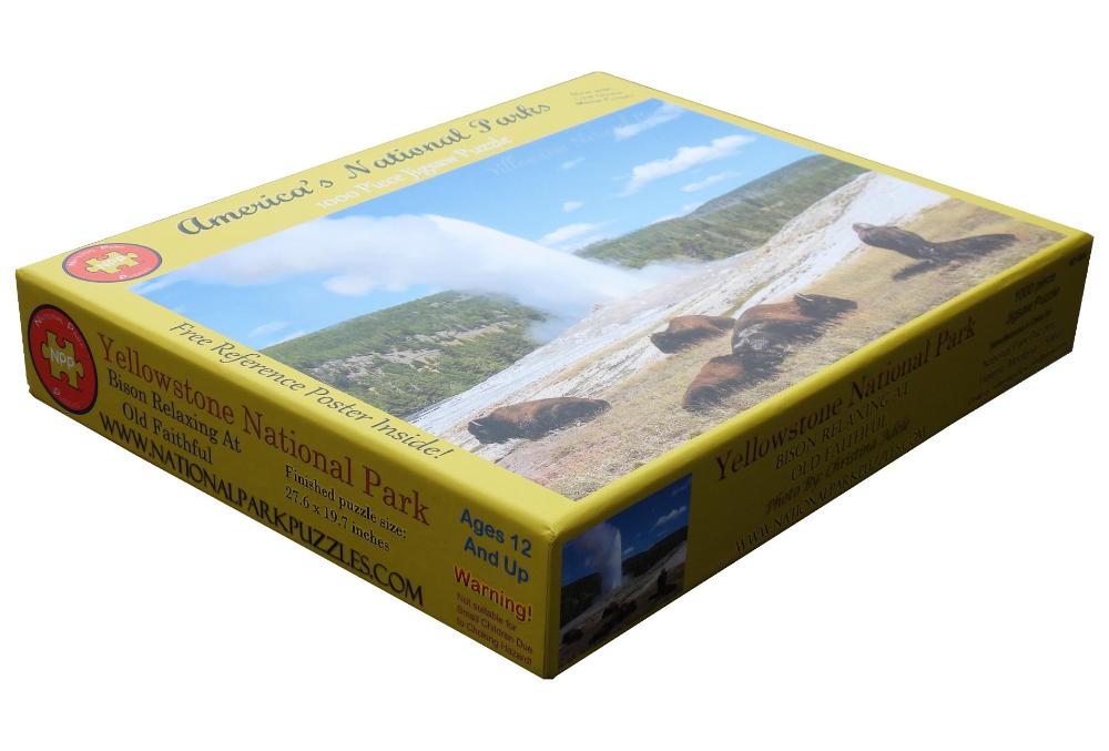 National Park Puzzles - Yellowstone National Park Bison Relaxing at Old Faithful (1000 pc)
