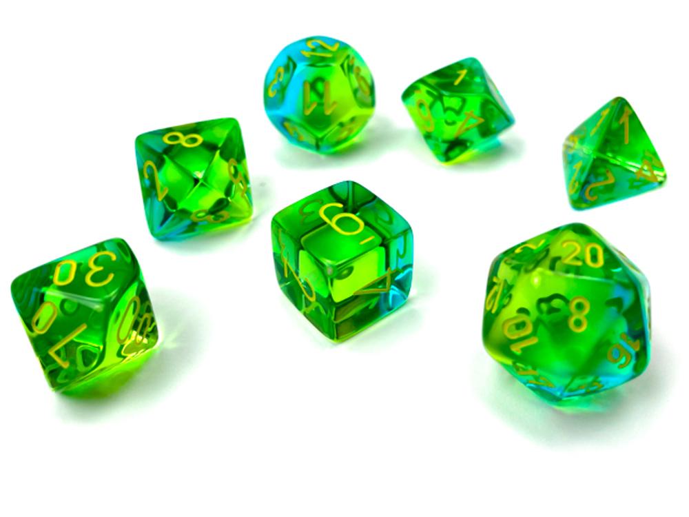 Chessex Gemini Polyhedral Translucent Green-Teal 7 Die Set