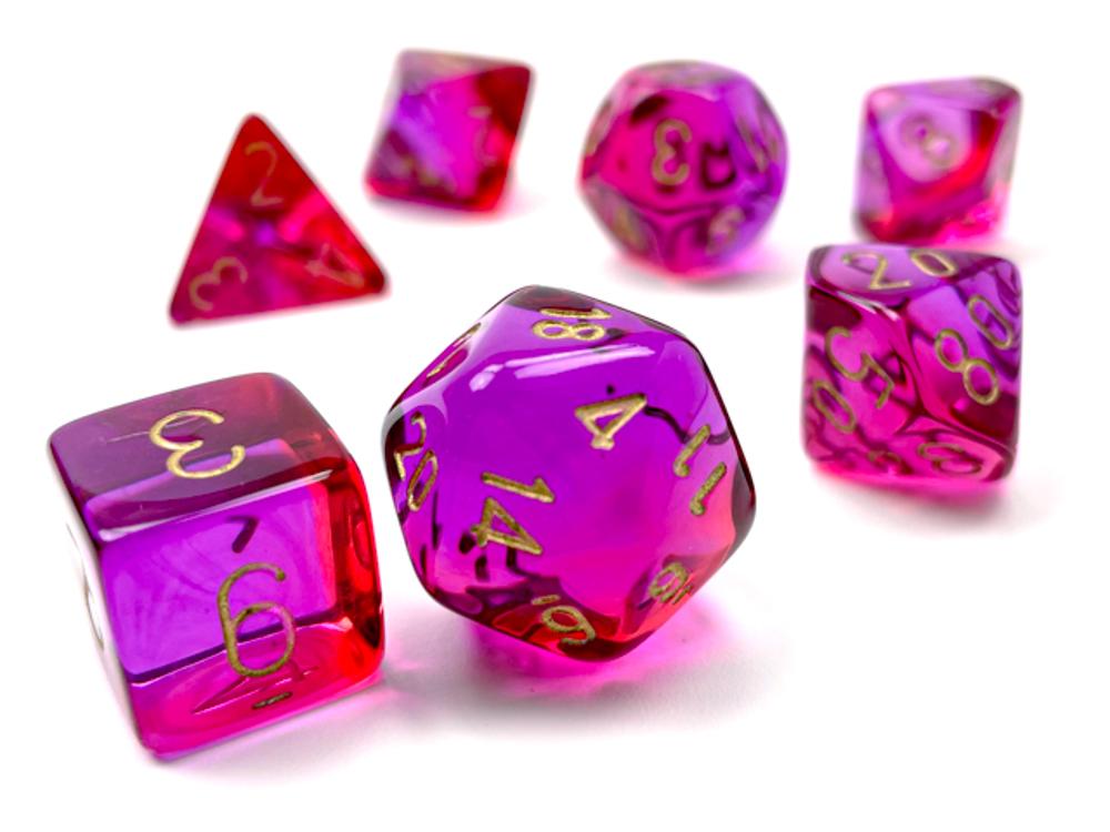 Chessex Gemini Polyhedral Translucent Red-Violet 7 Die Set